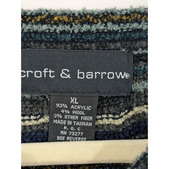 VTG 9OS CROFT AND BARROW 3D KNIT GEOMETRIC SWEATER MULTICOLORED CREWNECK XL - Picture 2 of 8